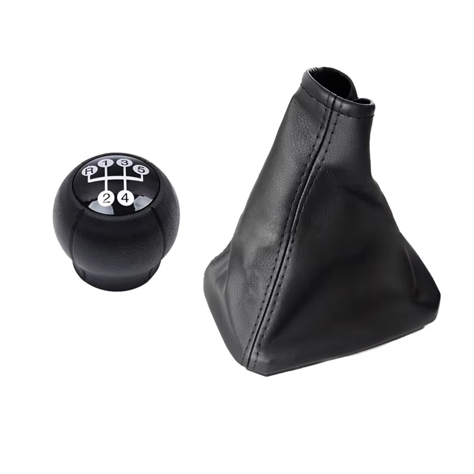 OUVECR Car Shift Gear Knob Handle for Opel for Corsa C for Tigra B for Combo MT 5 Speed Gear Shift Knob with Gaiter Boot Cover Handbrake Case Gear Shift Cover(Knob and Boot-B)