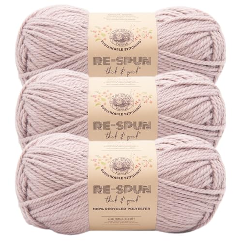Image of Lion Brand Yarn, Re-Spun Thick & Quick Yarn, Wisteria, Purple, 3 Pack