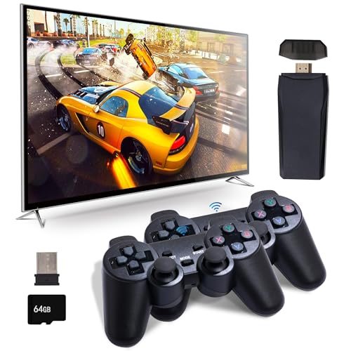 MSCFIT Retro Game Console, Plug & Play TV Gaming Console with 20,000 Built-in Games, 64GB, 4K HDMI Output, 9 Iconic Emulators, 2.4G Wireless Controllers, Dark