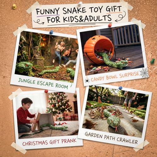 Image of Veeniix SM30S-Green Amphibious Remote Control Snake,Prank Toy Indoor Outdoor Games,Realistic Moving,Gag Gift for Adults Kids Cats, Ideal Water Pool Toy Gift for Boys and Girls Aged 3-5, 5-8