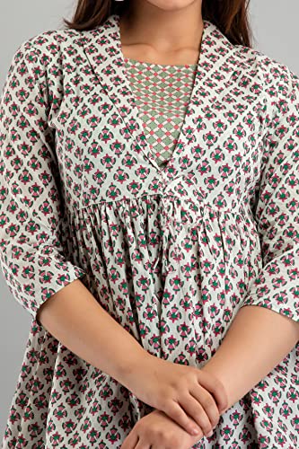 Image of feranoid Women's Cotton Floral Printed Short Kurti Tunic Top