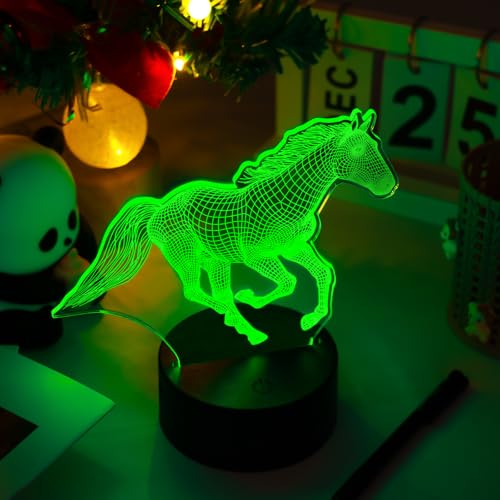 Fanimyholy 3D Lampe Cheval, Veilleuse Cheval pour Enfant, Veilleuses pour Enfants, 16 Couleurs à...