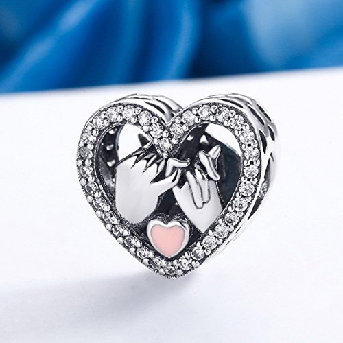 Image of BISAER Hamsa Hand Charm - Sterling Silver, Blue Gemstones Evil Eye, Fits Bangle, Bracelet, Necklace