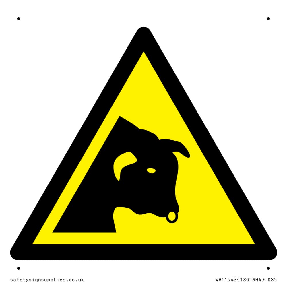 W034 Warning: Bull Sign - 85x85mm - S85