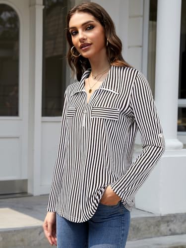 Image of Womens 3 /4 Sleeve Tops Plus Size V Neck Zipper Business Casual Blouses for Office & Going Out Soft Knit Tunics, M-3XL