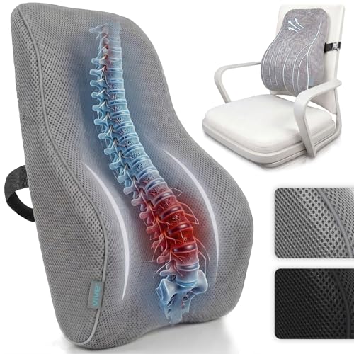 Vive Full Lumbar Cushion - Memory Foam Contour Support for Lower Back Pain - Ergonomic Pressure...