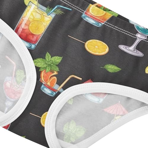 Colorful Cocktails Drinks Black Toddler Underwear Floral 2t Cotton Panties for Girl Print Kids Briefs Undies4