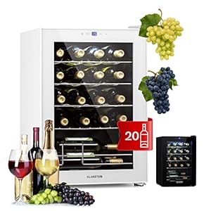 Klarstein Weinkühlschrank, 1 Zonen Getränkekühlschrank Klein, Freistehender Kleiner Weinschrank, 53L Wein-Kühlschrank mit Glastür, Indoor/Outdoor Flaschenkühlschrank, Wine Fridge 20 Flaschen