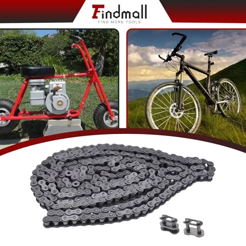 Image of findmall 40 Roller Chain 10 Feet with 2 Connecting Links Fit for Go Kart and Mini Bike (Pack of 2)