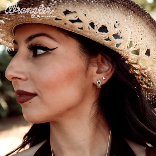 Wrangler Chunky Hoop Earrings for Women Western 14K Gold Plated Cubic Zirconia Statement Huggie Jewelry2