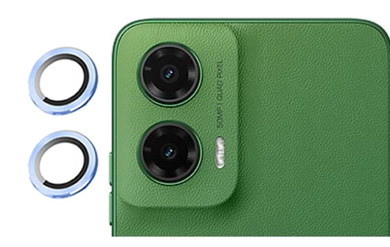 Image of imluckies Camera Ring Lens Protector (Aluminum with Tempered Glass) Compatible for Moto G35 5G - Blue (Pack of 2 rings)