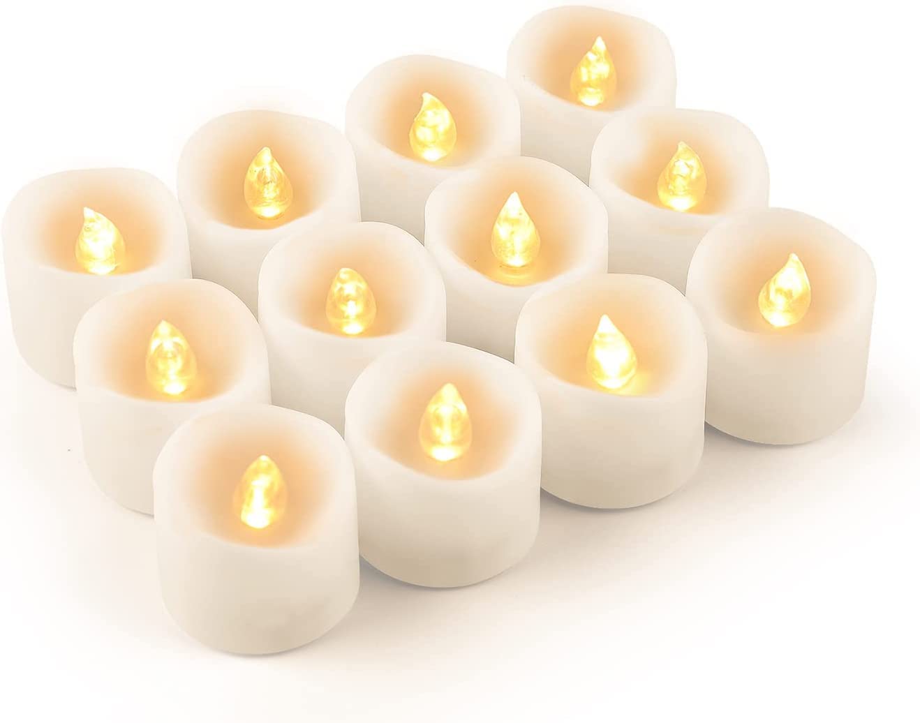 ECVV 12Pcs LED Flameless Candles Light, Battery Operated Tea Lights, Warm Yellow Candles Tea Light for Party/Wedding/Festival Celebration etc.1.4 * 1.7inch(Batteries Included)