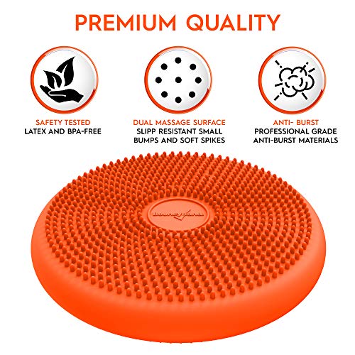 Image of Bouncyband - Wiggle Seat - Orange, 13 inch D - Large Sensory Cushion for Kids Ages 6-18+ - Promotes Active Learning, Improves Student Productivity, Includes Easy-Inflation Pump