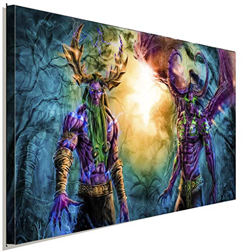 AK ART World of Warcraft The Brothers Wow Impression sur toile XXL, Toile, Noir/blanc, 40 x 30 cm