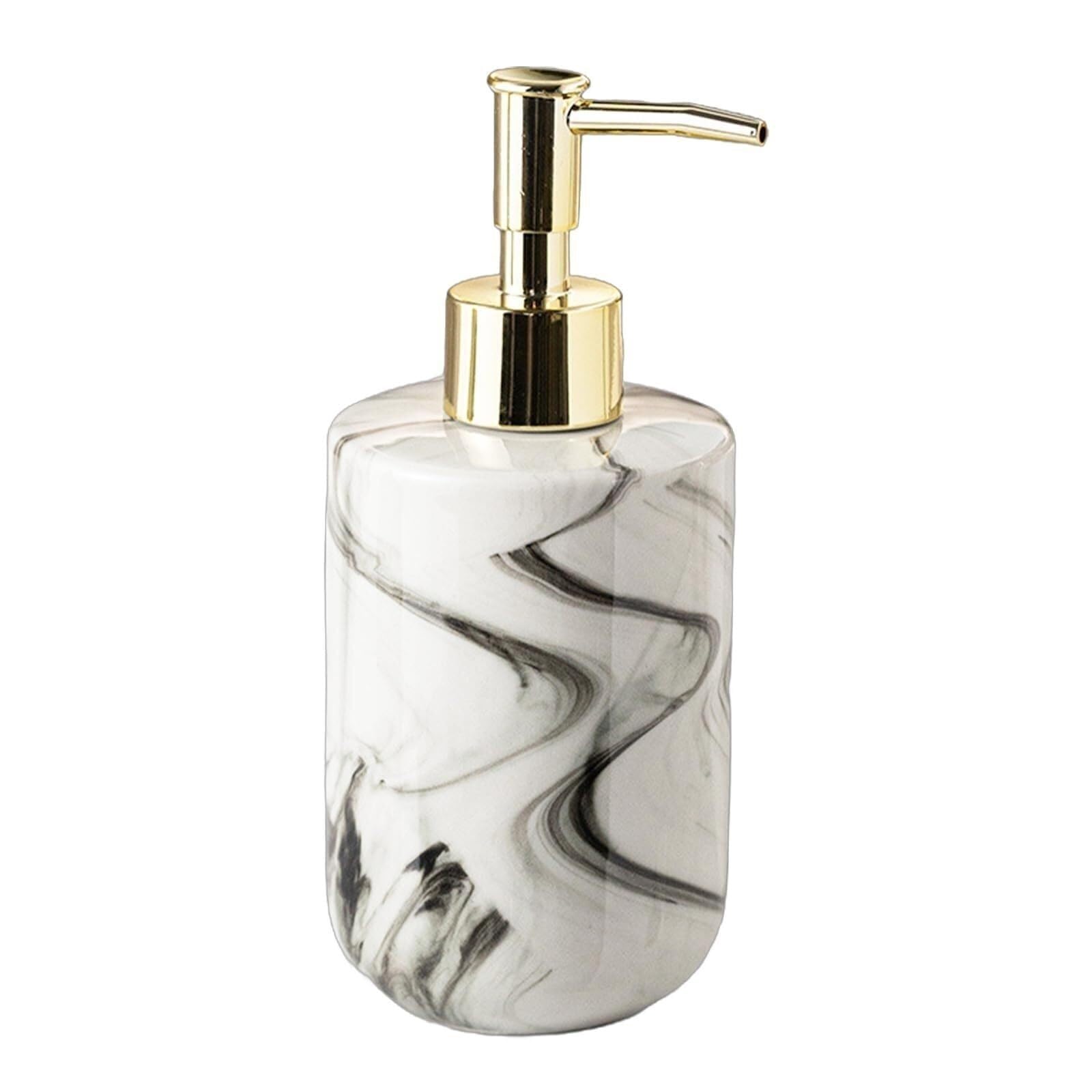 Hand Soap Dispenser Hand with Pump Ceramics Refillable Liquid Dispensers for Bathroom Dish for Bathroom(Grey Round)