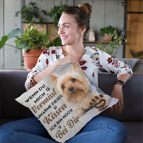 Alienc Personalisierbares Gedenkkissen für Hund oder Katze – Erinnerungs-Geschenk bei Verlust eines Haustiers – Optional mit Füllung – Personalisiertes Trauerkissen