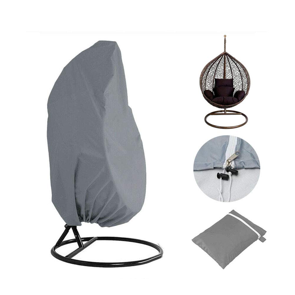 LZQpearl Patio Hanging Chair Cover, 210D Oxford Fabric, Waterproof Garden Rattan Wicker Single/Double Swing Chair Cover (Grey,Single)