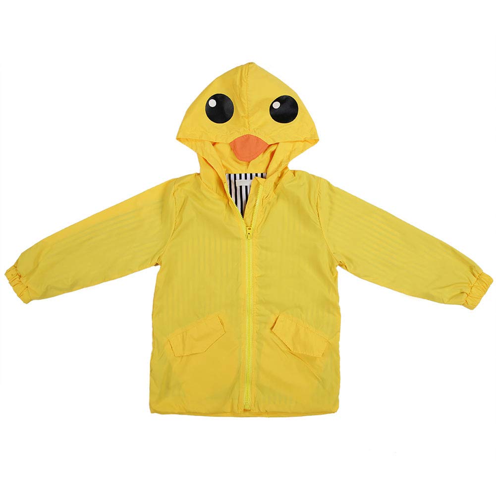 Zerodis Bambino Cartoon Anatra Impermeabile Poncho Estate Bambino Ragazzo Ragazza Carina Cartone Animato Anatra Impermeabile Felpa con Cappuccio Cerniera Leggero Rainwear Cappotto Attrezzatura(120)
