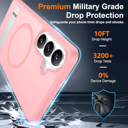 Image of SPIDERCASE Magnetic for Samsung Galaxy S26 Plus Case, with [3 Stand Ways][ Military Grade Drop Protection] with Invisible Stand Shockproof Slim Case for Samsung Galaxy S26 Plus 6.7 inch, Pink