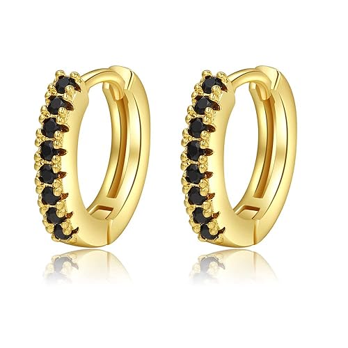 Small Gold Hoops Huggie Earrings for Women Gold Plated Dainty Cubic Zirconia,CZ Mini Huggie Bead Cartilage Earring Hypoallergenic Hoop Earrings for