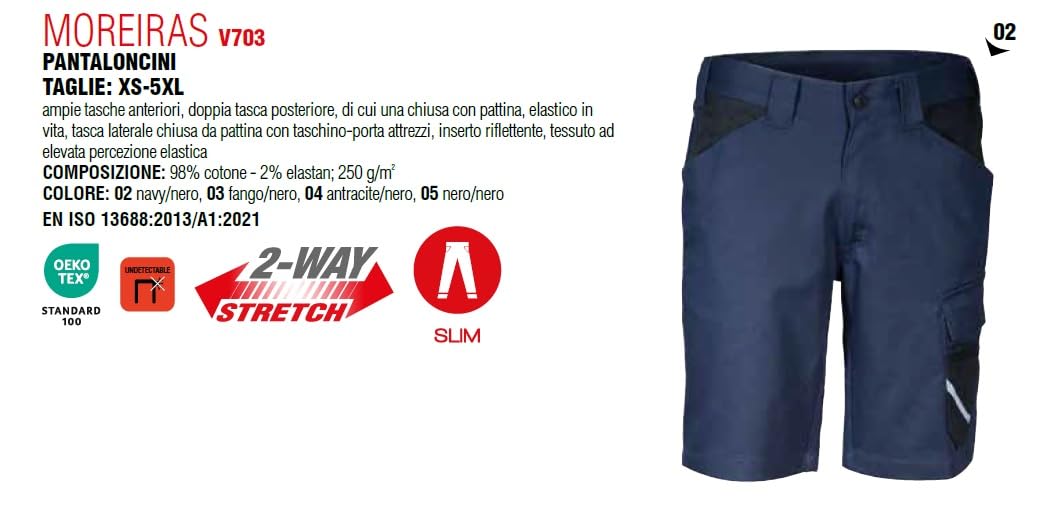 COFRA MOREIRAS Taille Anthracite Noir Bermuda Short de travail