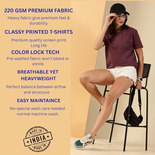 Image of Women's Pure Cotton Relaxed Fit V-Neck Half Sleeve T-Shirt | Gym Wear Casual Look T-Shirt | Regular Fitting with Comfort Wear for Women