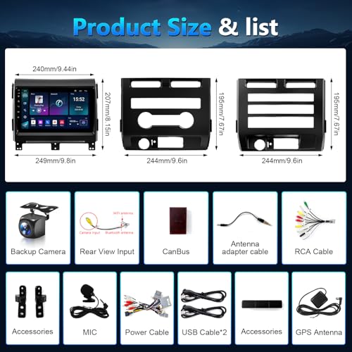XGU 8Core Car Radio for Ford F150 2009 to 2012 XL XLT, 9inch Touchscreen Stereo, Wireless Apple CarPlay & Android Auto, Mirrorlink, 5G WiFi GPS, FM RDS, EQ DSP, Back-Up Camera, SWC, 2G+32G - image 8