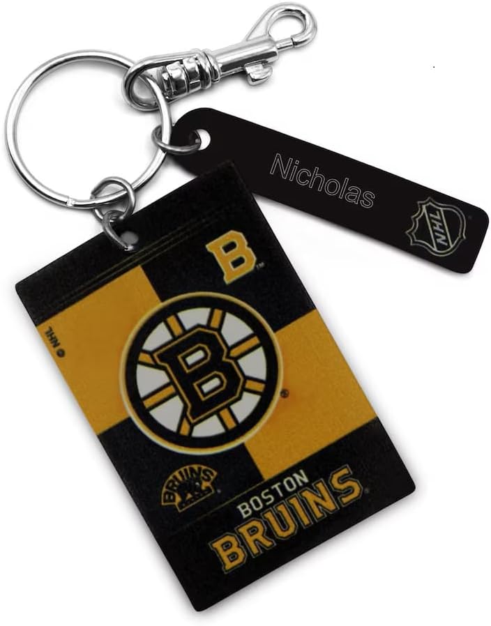 BOSTON BRUINS PERSONALIZED Licensed NHL Three Piece Leather Gift Pack with Tag