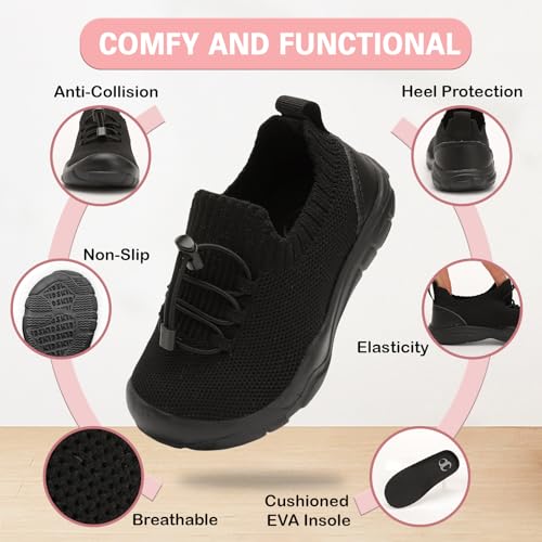 Scurtain Toddler Shoes Boys Girls Tennis Shoes Kids Barefoot Shoes Slip on Sneakers Breathable Walking Running Shoes2