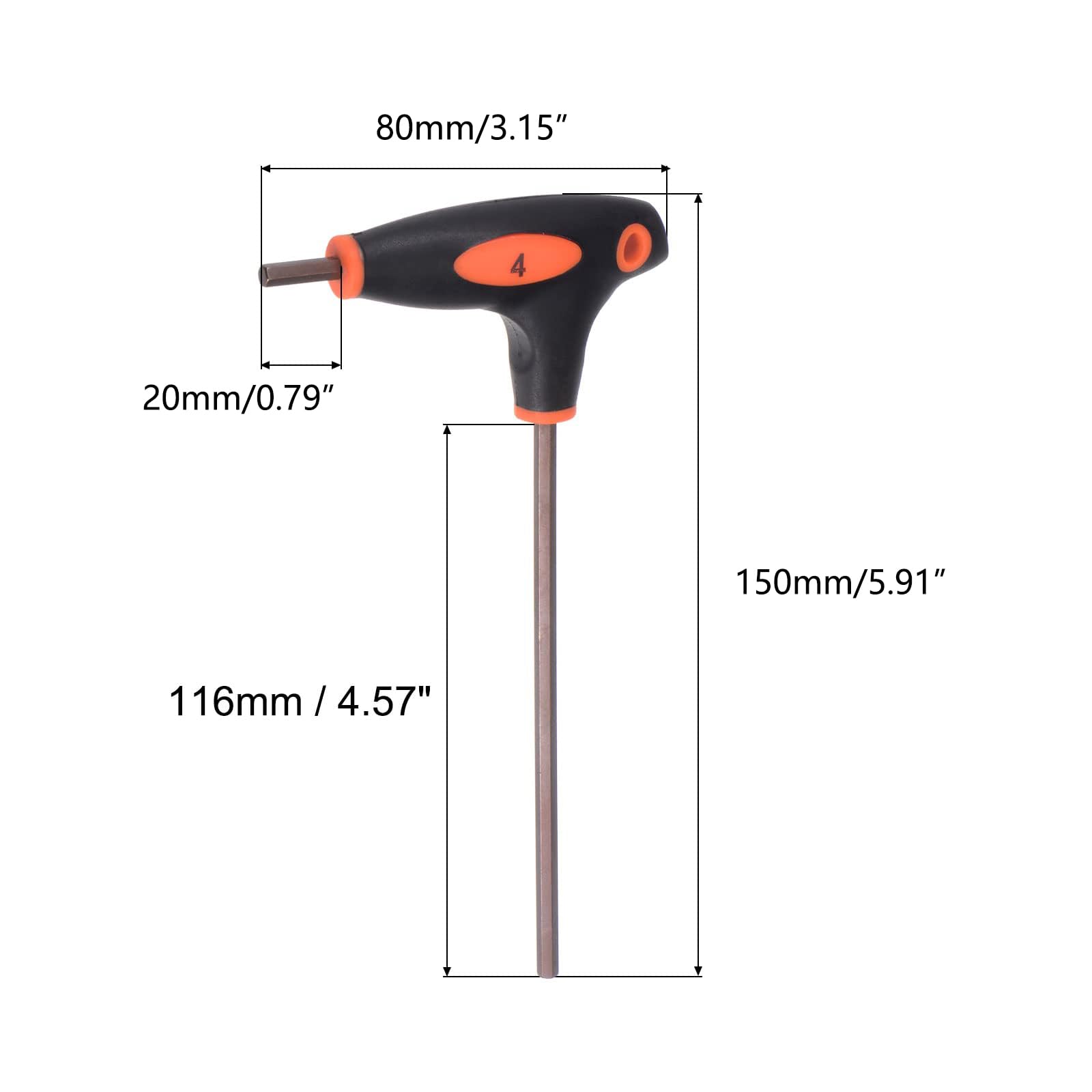 TOP-VIGOR 2Pcs 4mm Hex Key T-Handle, T Bar Dual End Wrench Spanner Allen Key for Home Repair and Mechanical Maintenance Metric S2 Steel - Image 2