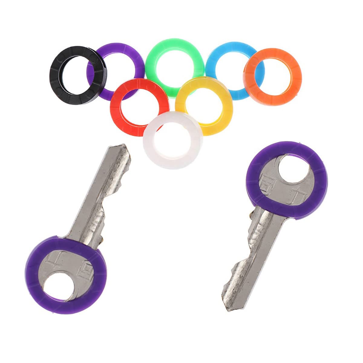 Van Der Linn Pack of 10 Round Key Cap Covers, Choose Your Own Colour Soft Rubber Plastic Key Identifier (Mixed Colors, 10)
