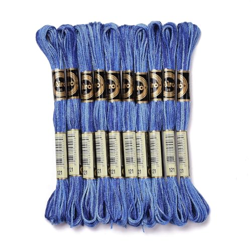 Image of FASHEWELRY 10 Skeins Embroidery Floss Friendship Bracelet String Threads 6-Ply 0.5mm Dark Blue Cross Stitch Embroidery Thread for Sewing Bracelet Making Stitching Crafts