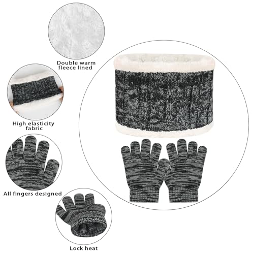 Image of Kids Hat Scarf Gloves Set, Kids Winter Beanie Hat Scarf Gloves Set with Knit Thick Warm Fleece Lined for 1-6 Years Old