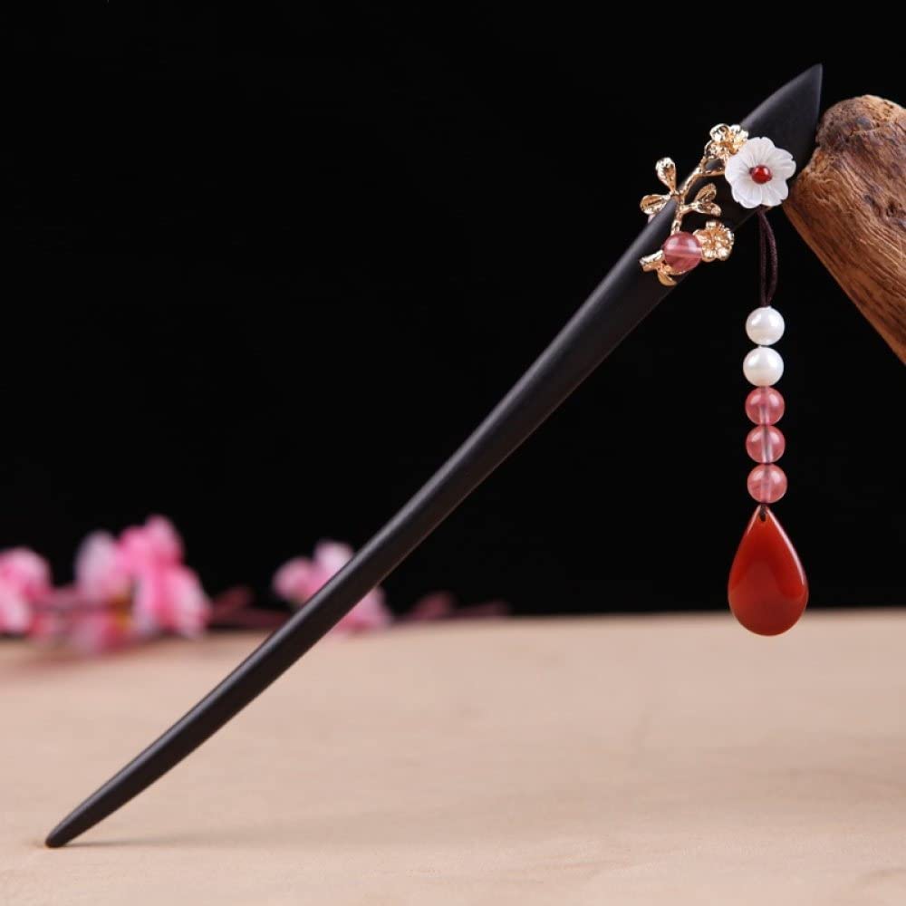 Bastoncini for capelli, Bacchette cinesi for capelli, Bastoncini for capelli in legno for chignon Perle finte Bacchette for capelli con nappe Forcine eleganti for capelli Bastoncino Bacchette cinesi c