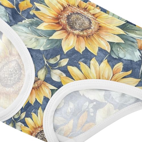 ZZKKO Sunflower Watercolor Blue Girls Underwear Toddler Panties for Girls Comfort Brief Size 2-8T3