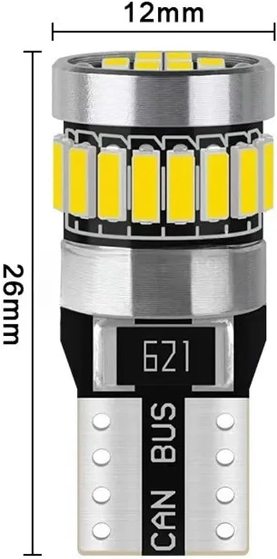 2PCS car LED width indicator license plate light T10 super bright 6500K white 12V error free anti flicker small bulb