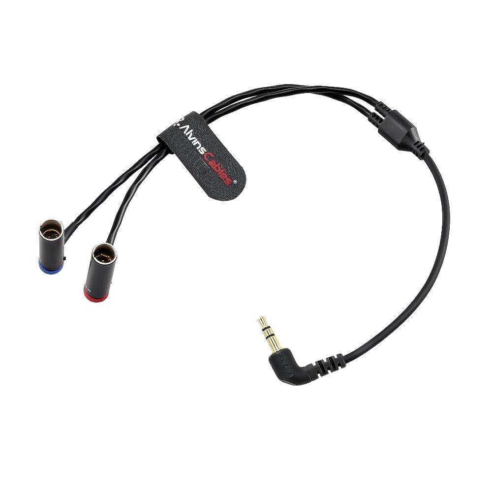 Alvin's Cables 3,5 mm TRS a doppio cavo Splitter Ta3m Y, 1/8 '' TRS a 2 Mini XLR 3 PIN Cavo Audio di rottura maschio per Røde Wireless Go II, per Canon C70, 45 cm | 18 pollici