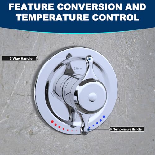 Sistema de ducha Dual Rain Antique con cabeza fija y rociador manual | Revestimiento multilayer, grifería vintage, válvula de doble control con 3 funciones y control independiente de temperatura, acabado cromado miniatura 2