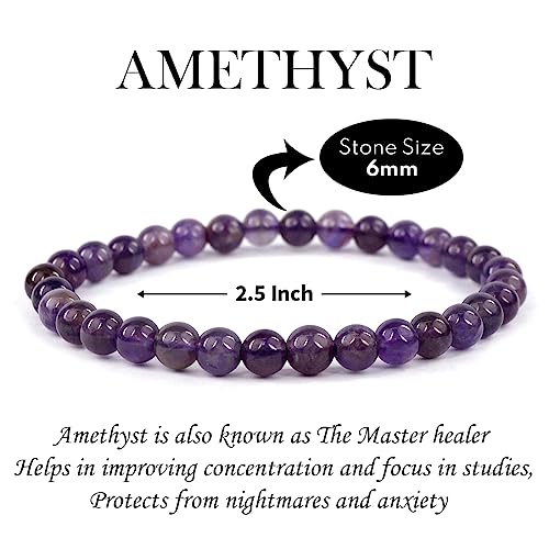 Image of Reiki Crystal Products Certified Natural Crystal Stone Bracelet 6 mm Round Beads for Men & Women | Premium Gemstone Jewellery Collection | Reiki Charged | Multiple Stone Variants Available