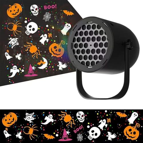 Creative Ghost Projector Lampe - 16 Motivos HD Halloween | Lámpara De Paisaje De Halloween para Habitaciones, Cine En Casa, Jardín Y Campamento, Iluminación Decorativa Versátil para Fi