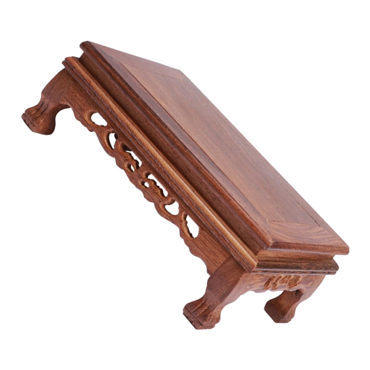 TOYANDONA Base de Estatua de Madera Rectangular Marrón, Pedestal Estable y Multifuncional Diseño Tallado para Jarrones y Decoración Habitación