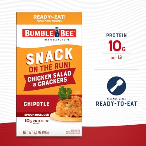 Image of Bumble Bee Snack on the Run Duo (2 Total Kits) - BBQ Chicken Salad and Chipotle Chicken Salad with Crackers - Ready to Eat Protein Snacks