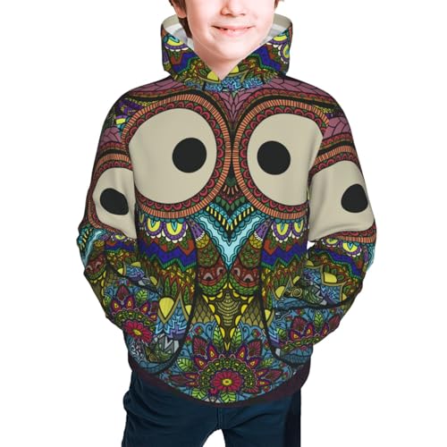 Boho Owl Kids Pullover Hoodies Boys Sweatshirts Girls Athletic Clothes with Pocket2