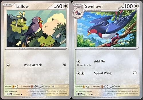Taillow 156/182 + Swellow 157/182 - Evolution Card Set - Destined Rivals - NM/M
