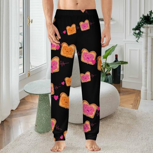 Peanut Butter Jelly Heartbeat Men's Pajama Bottoms Casual PJs Shorts Soft Lounge Pants with Pocket for Lounging Sleeping2
