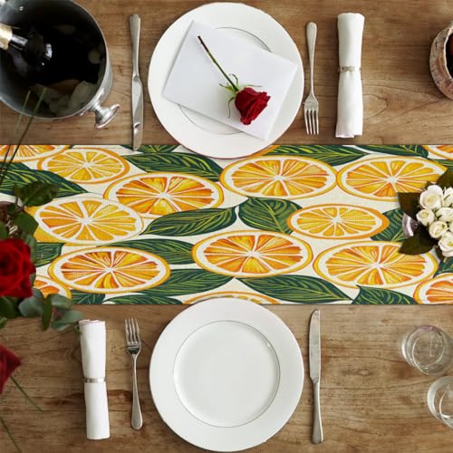 Chemin de table oranges et citrons 305 cm pour raviver une table terne