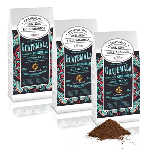 Caffè Corsini - Café Molido 3x250g Compagnia Dell’Arabica Guatemala Huehuetenango, Mono Origen, Cítrico, 750g en Total.