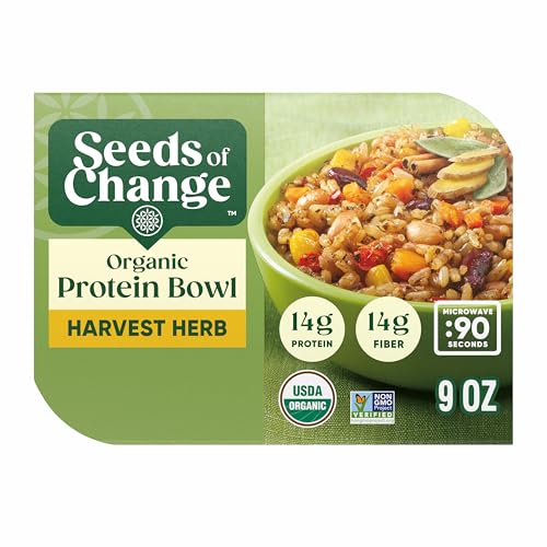Image of SEEDS OF CHANGE Organic High Protein Bowl Harvest Herb, Prepared Entree, Microwave in 90 Seconds, 9 oz (Pack of 6)