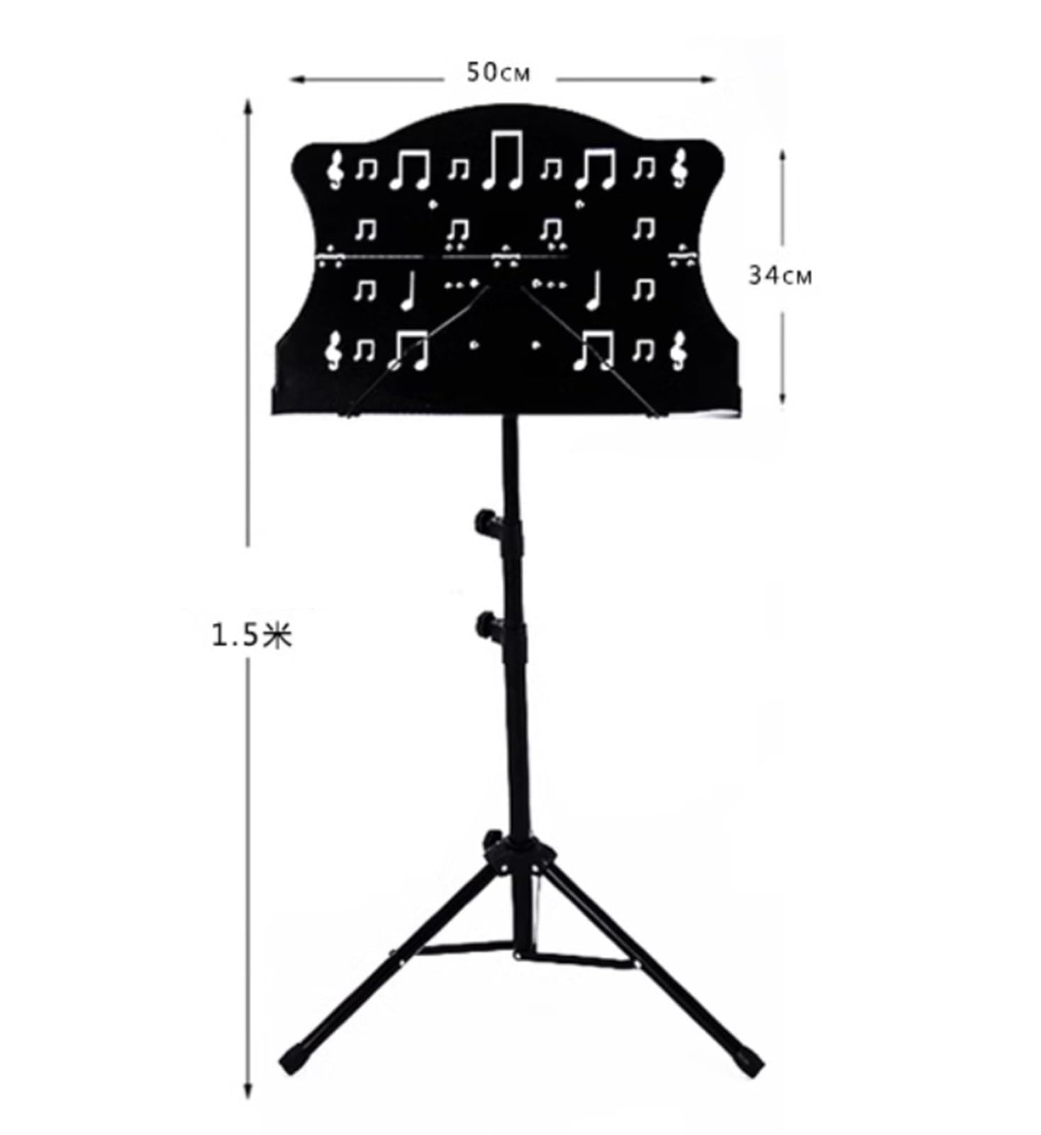 Zusammenklappbarer tragbarer Notenständer, Stativ-Notenständer, schwarz, höhenverstellbar, 103–150 cm, zusammenklappbar, mit Tragetasche
