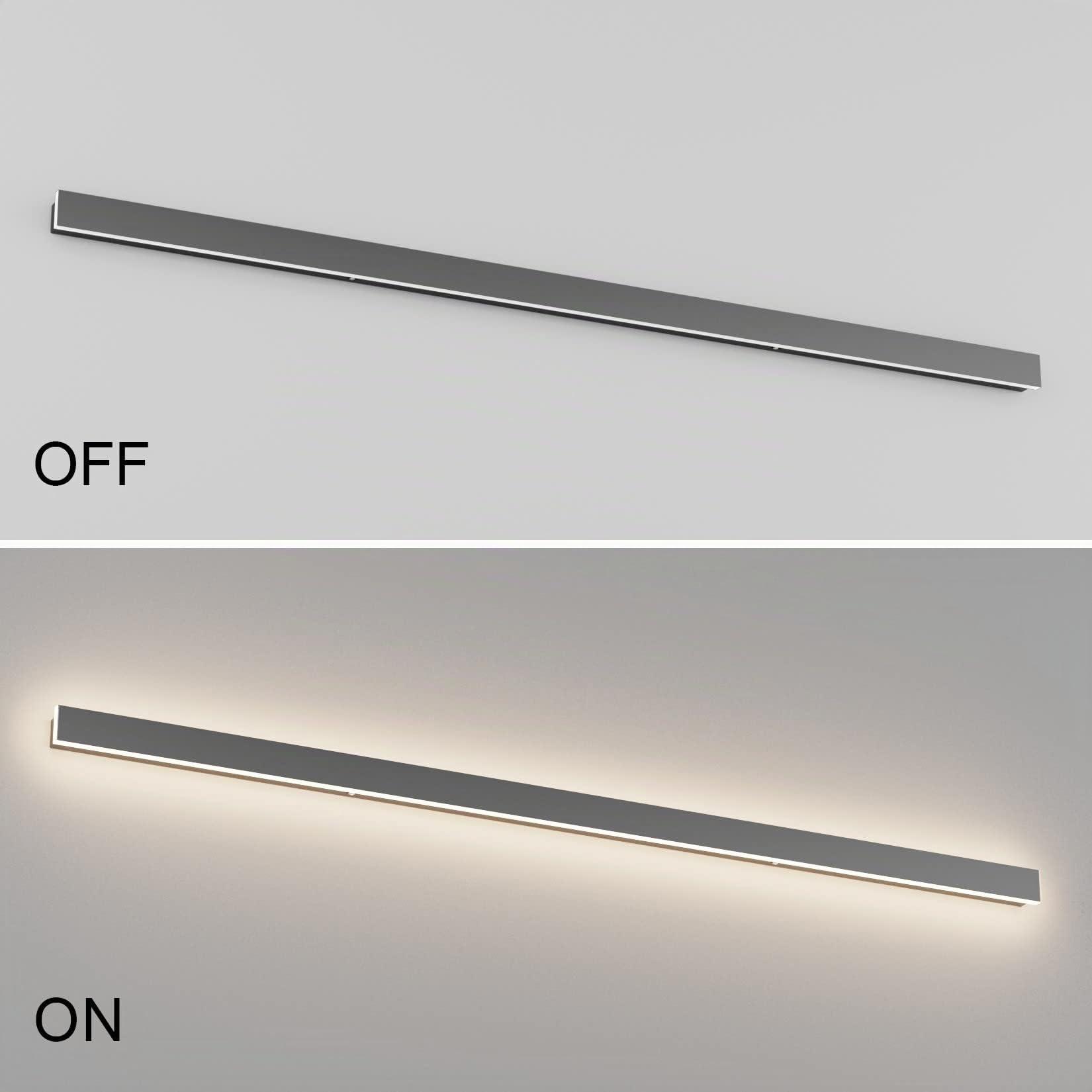 K-Bright Lampada da Parete Esterno/Interno LED 45W 4000K Bianco Naturale IP65 Applique da Parete Esterno 150CM Moderno per Balcone Giardino Veranda Via Garage, Grigio scuro